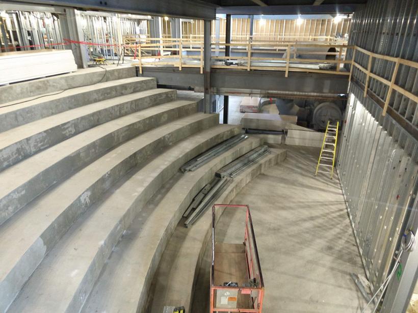 Inside the Powerhouse auditorium as it takes shape in the spring of 2019.